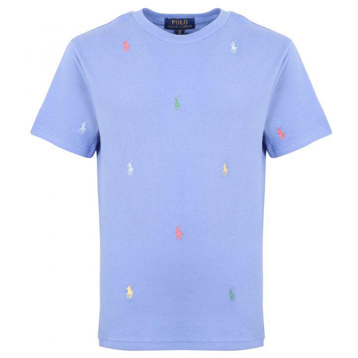 商品Ralph Lauren|Blue Repeat Pony Logo Short Sleeve T Shirt,价格¥367-¥428,第4张图片详细描述
