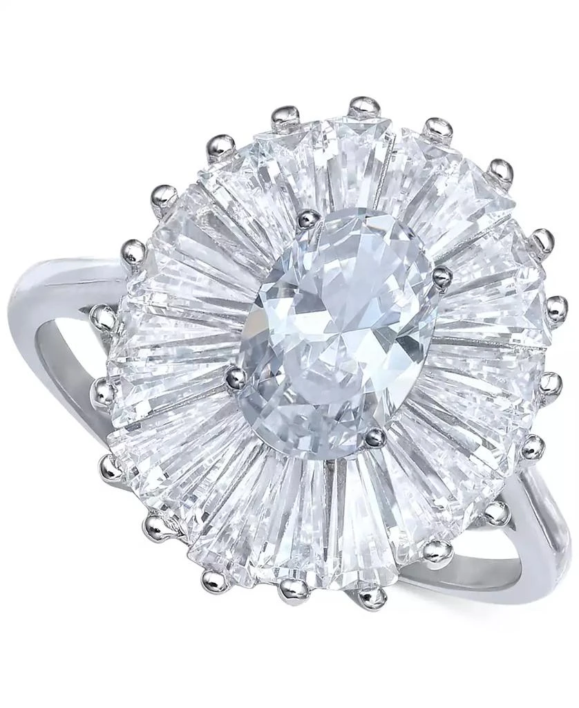 商品Giani Bernini|Cubic Zirconia Tapered Flower Oval & Baguette Ring (5-3/8 ct. t.w.) in Sterling Silver (Also Available in Orange, Blue, and Light Blue),价格¥352,第1张图片