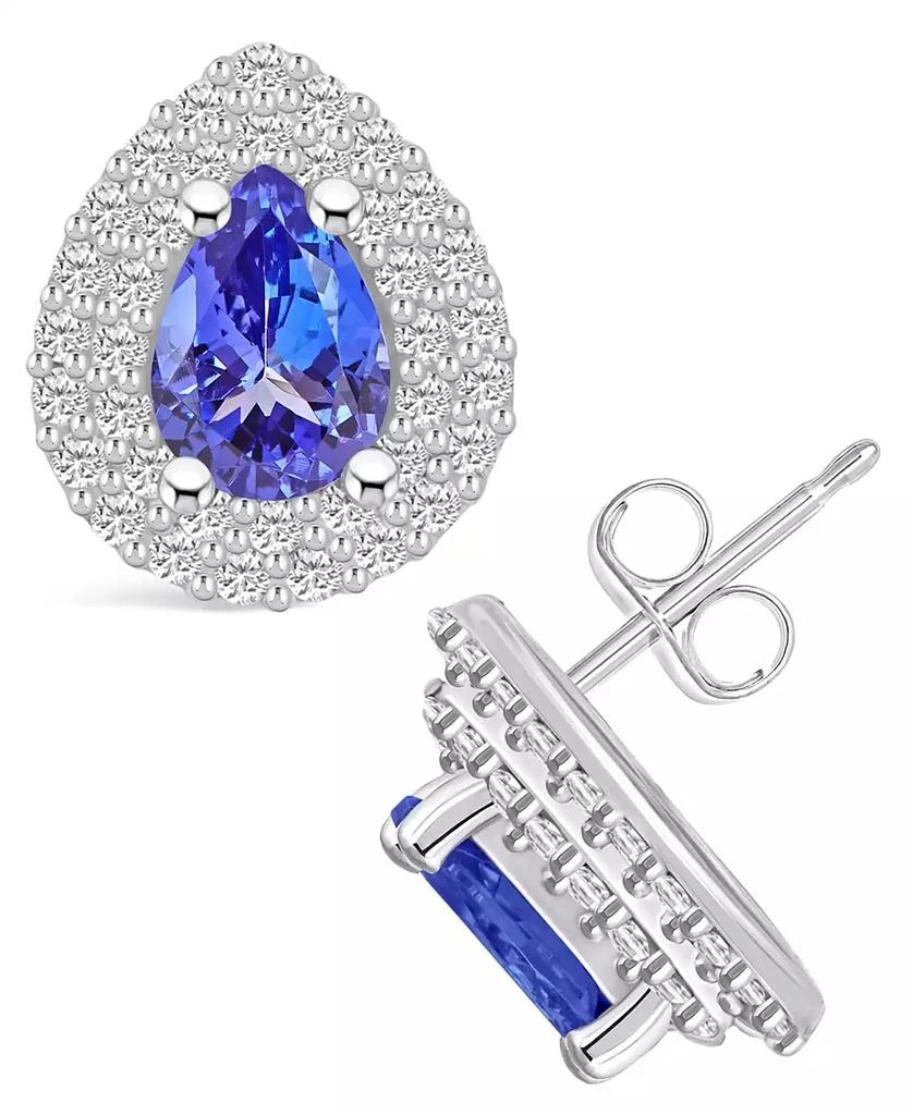 商品Macy's|Tanzanite (1-1/3 Ct. t.w.) and Diamond (5/8 Ct. t.w.) Halo Stud Earrings,价格¥40495,第1张图片