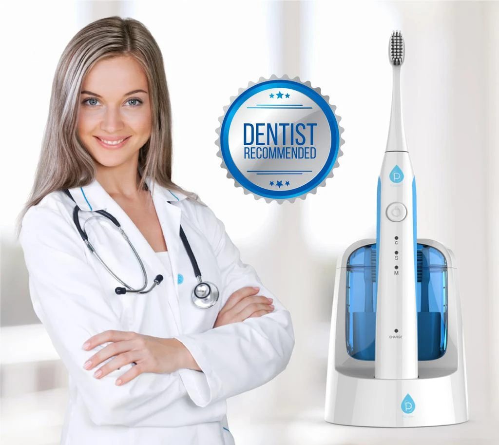 商品PURSONIC|Sonic SmartSeries Electronic Power Rechargeable Battery Toothbrush with UV Sanitizing Function,  Includes 12 Brush Heads,WHITE,价格¥326,第3张图片详细描述