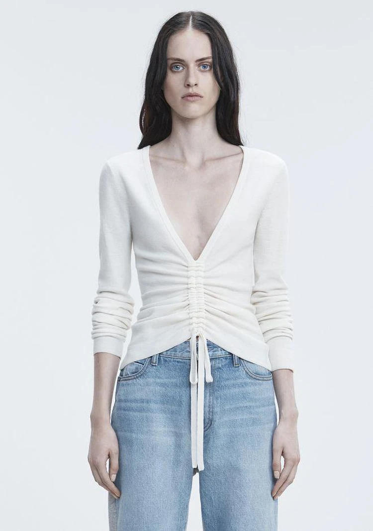 商品Alexander Wang|RUCHED V-NECK SWEATER,价格¥1054,第3张图片详细描述