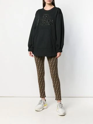 商品Fendi|FENDI 女士黑色圆领棉质卫衣 FS7158-A7W7-F0GME,价格¥4348,第1张图片