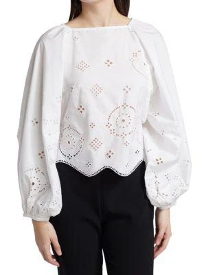 商品Ganni|女式 Broderie Anglaise 棉质衬衫,价格¥540,第1张图片