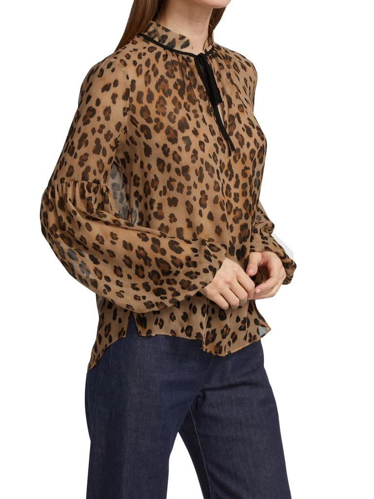 商品VERONICA BEARD|Charen Leopard-Print Silk Blouse,价格¥1489,第3张图片详细描述