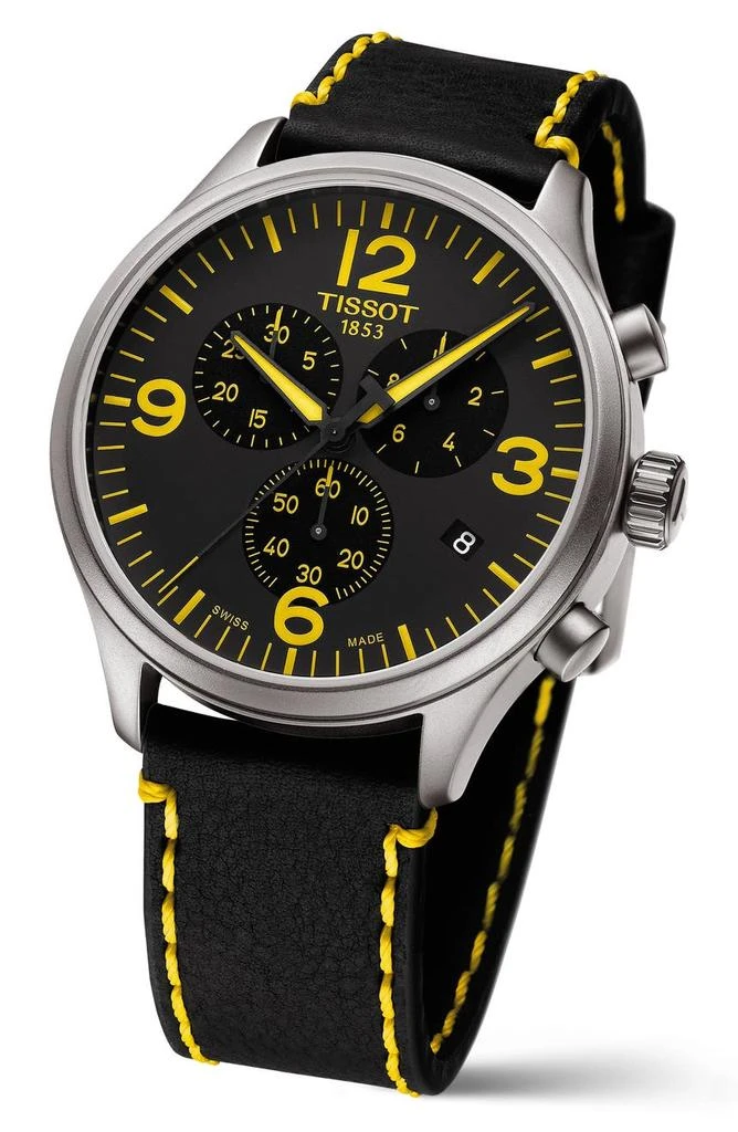 商品Tissot|Men's Chrono XL Classic Tour de France Edition Leather Strap Watch, 45mm,价格¥1577,第2张图片详细描述