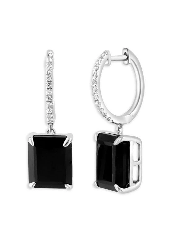 商品Effy|Sterling Silver, Onyx & White Sapphire Drop Earrings,价格¥1450,第1张图片