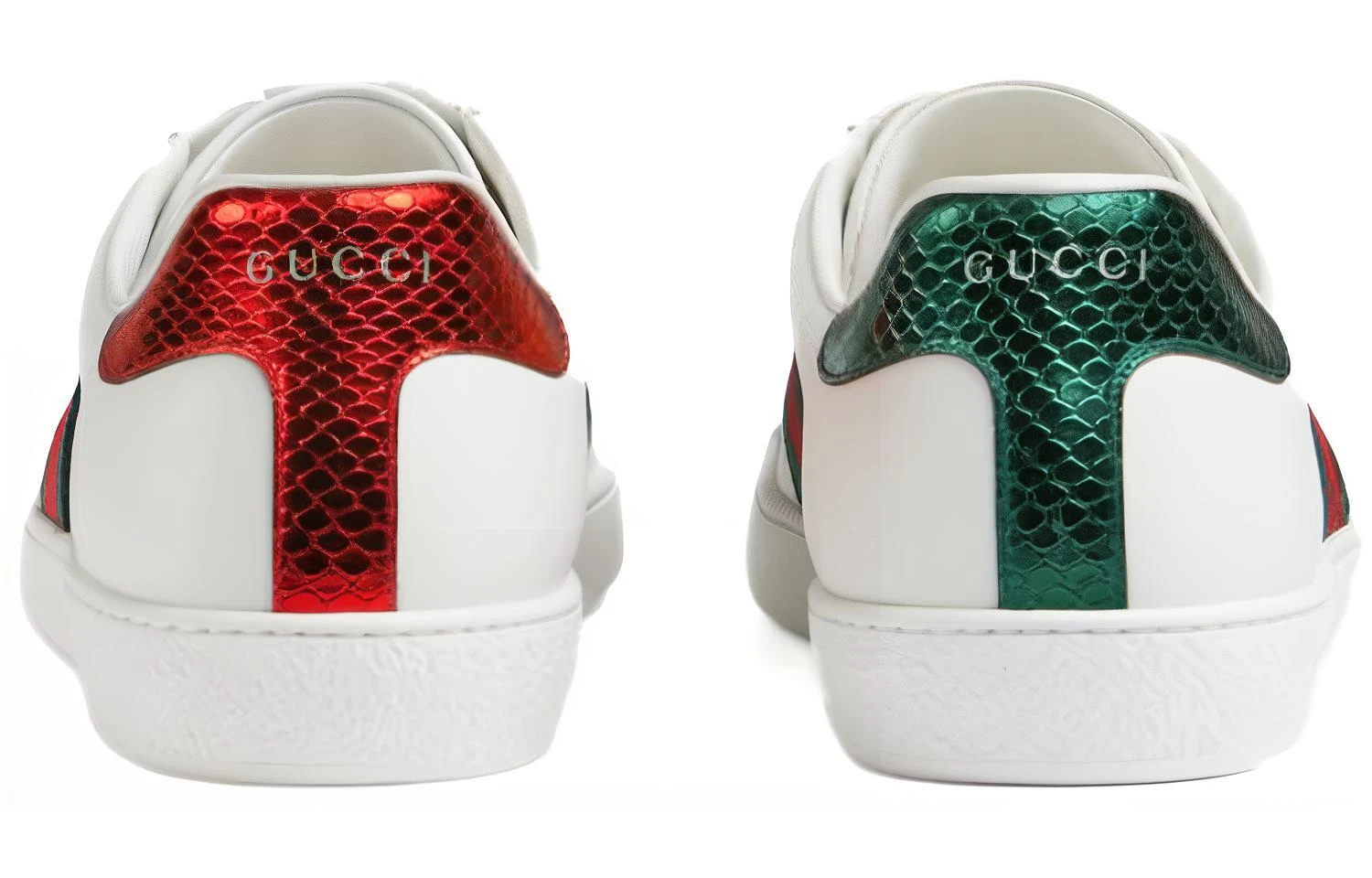 商品[国内直发] Gucci|古驰 ACE 牛皮 时尚板鞋 男款 白绿,价格¥4938,第5张图片详细描述