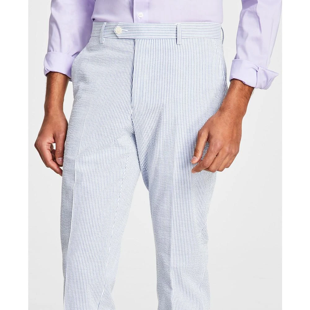 商品Tommy Hilfiger|Men's Modern-Fit THFlex Stretch Blue/White Stripe Seersucker Suit Pants,价格¥399,第4张图片详细描述