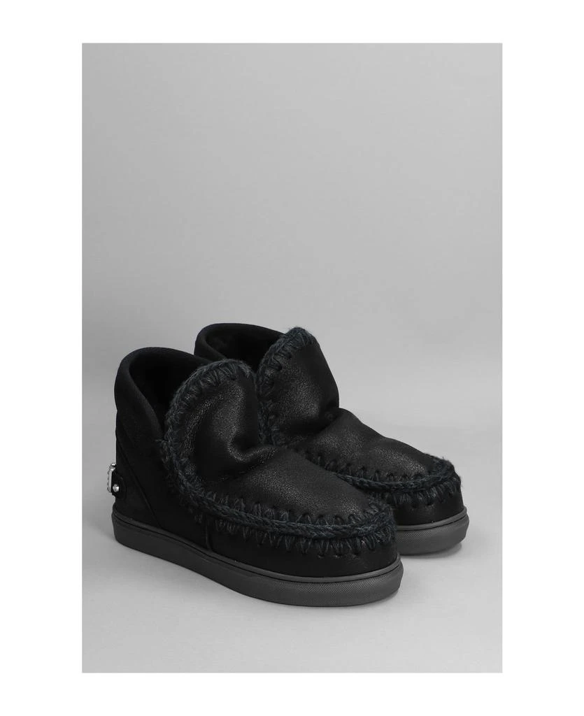 商品Mou|Eskimo Sneaker Low Heels Ankle Boots In Black Leather,价格¥2272,第2张图片详细描述