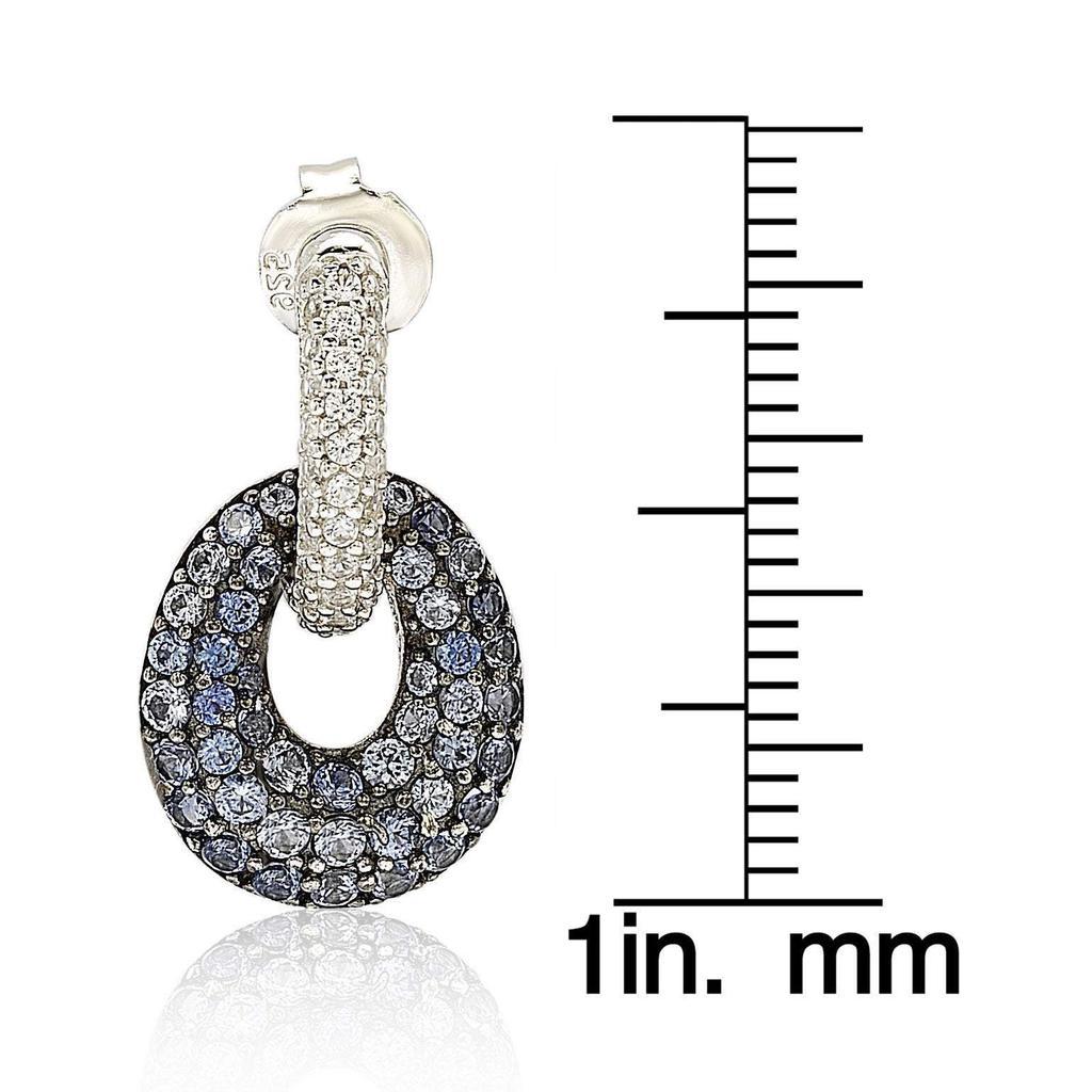 商品Suzy Levian|Suzy Levian Sterling Silver Blue & White Sapphire and Diamond Accent Double Oval Dangle Earrings,价格¥2234,第5张图片详细描述