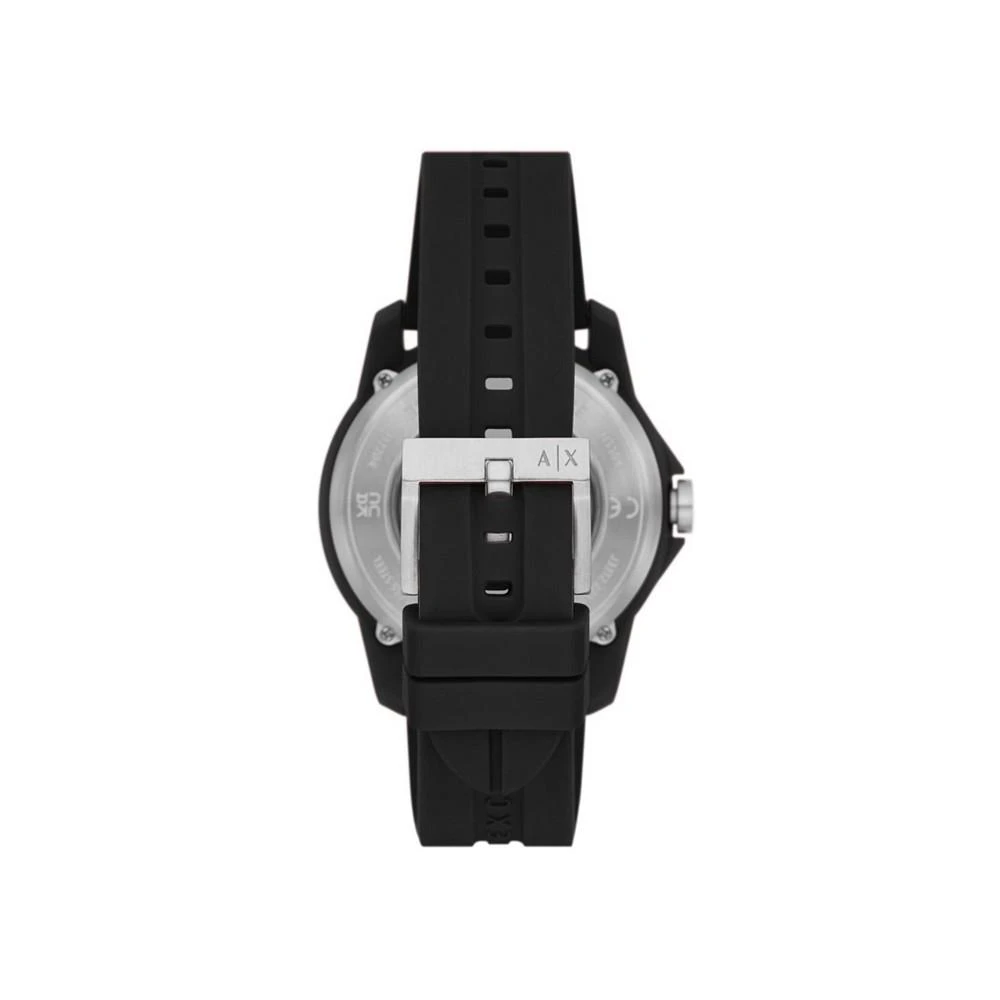 商品Armani Exchange|Men's Automatic in Black Case with Black Silicone Strap Watch, 44mm,价格¥1348,第4张图片详细描述