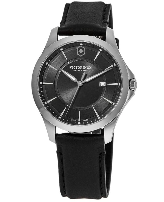 商品Swiss Army|Victorinox Swiss Army Alliance Quartz Black Dial Leather Strap Men's Watch 241904,价格¥1971,第1张图片