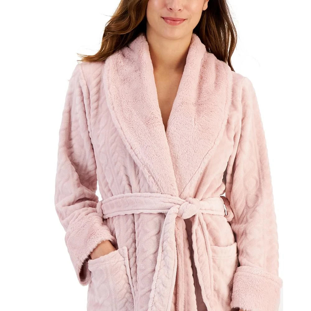 商品Charter Club|Women's Short Plush Cable Wrap Robe, Created for Macy's,价格¥259,第3张图片详细描述