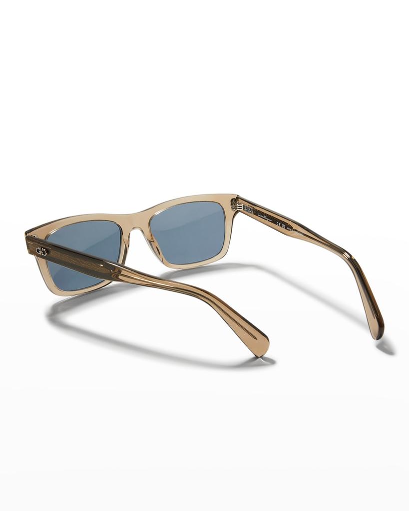 Men's Double Gancini Rectangle Sunglasses商品第2张图片规格展示