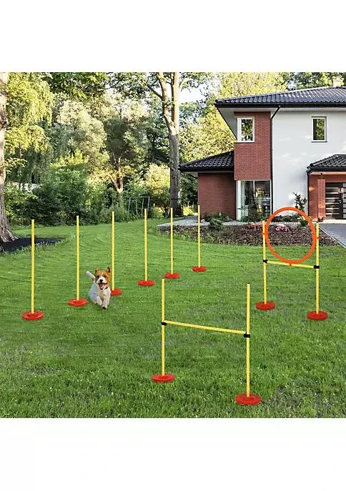 商品belk|3Pcs Portable Pet Agility Training Obstacle Set For Dogs W  Adjustable Weave Pole Jumping Ring Adjustable High Jump,价格¥839,第2张图片详细描述