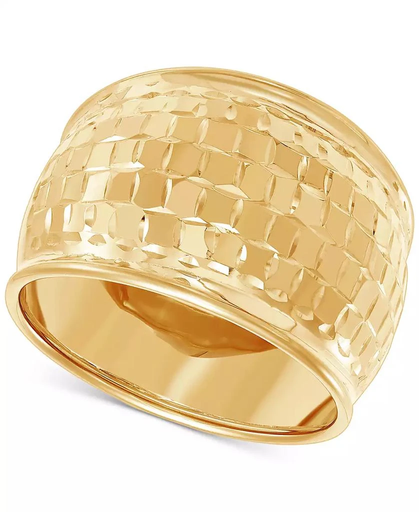 商品Macy's|Polished Woven Design Wide Width Statement Ring in 10k Gold,价格¥1434,第1张图片