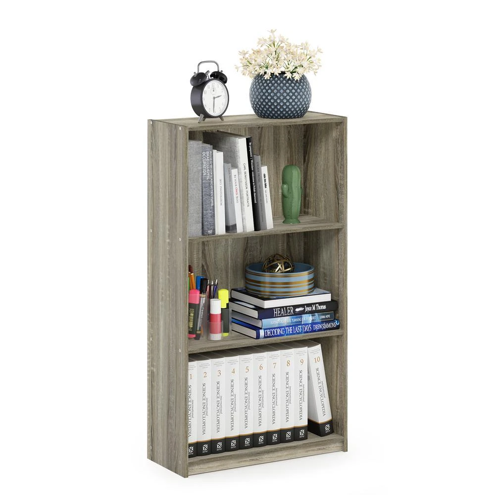 商品Furinno|99736 Basic 3-Tier Bookcase Storage Shelves, Sonoma Oak,价格¥537,第4张图片详细描述