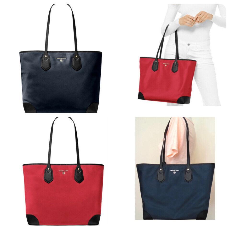 商品Michael Kors|Michael Kors Eva NAVY BLUE, RED Nylon Extra Large tote with Pouch, Travel Bag,价格¥1432,第1张图片