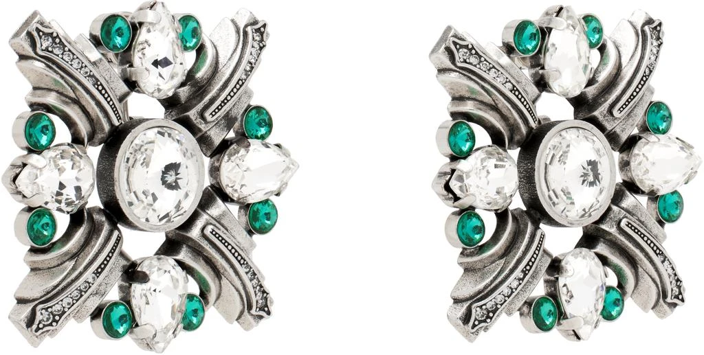 商品AREA|Silver & Green Crystal Brooch Earrings,价格¥1022,第2张图片详细描述