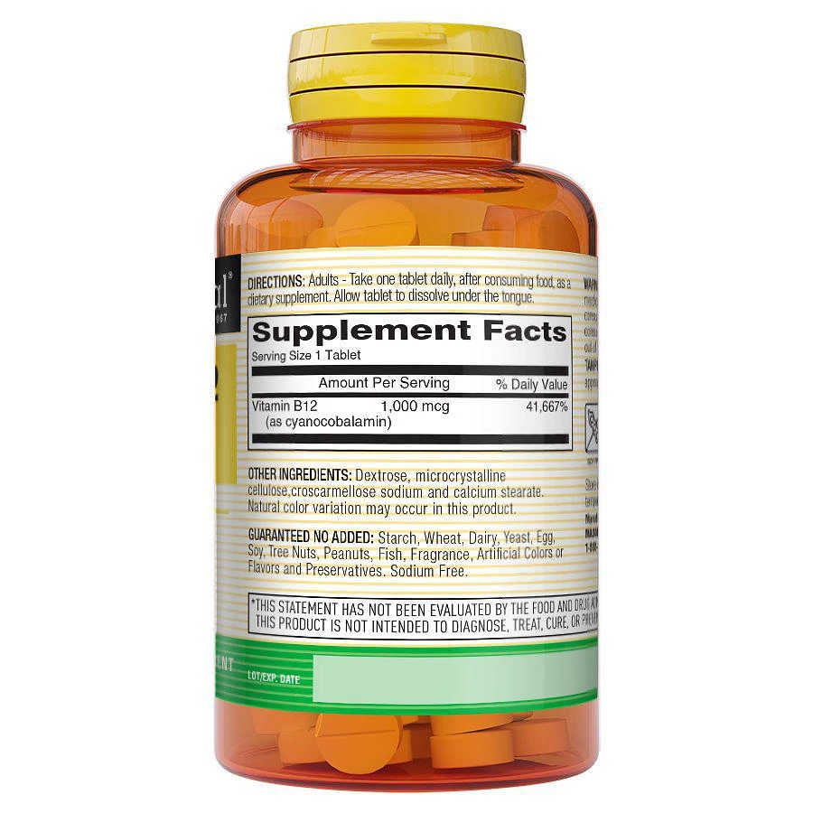 商品Mason Natural|Vitamin B-12 1000mcg, Sublingual Tablets,价格¥63,第2张图片详细描述