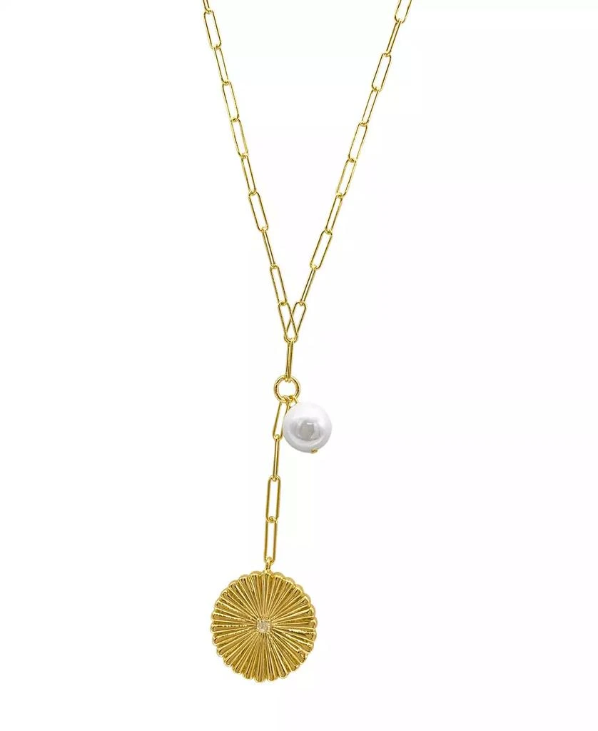 商品ADORNIA|Sunburst Pendant Y- Necklace with Pearl Drop,价格¥147,第1张图片