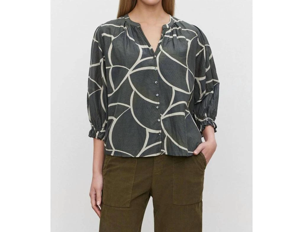 商品Velvet by Graham & Spencer|Betty Printed Silk Cotton Voile Top In Airbrush,价格¥1093,第1张图片