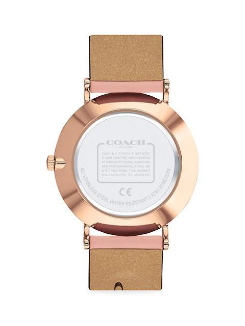 商品Coach|Perry Rose Goldtone Leather Strap Watch,价格¥899,第6张图片详细描述