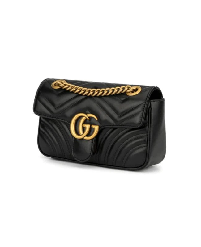 商品Gucci|Gucci GG Marmont Mini Shoulder Bag Black Chevron Leather with Gold Chain Women's Shoulder Bag 446744 DTDIT 1000,价格¥11204,第2张图片详细描述