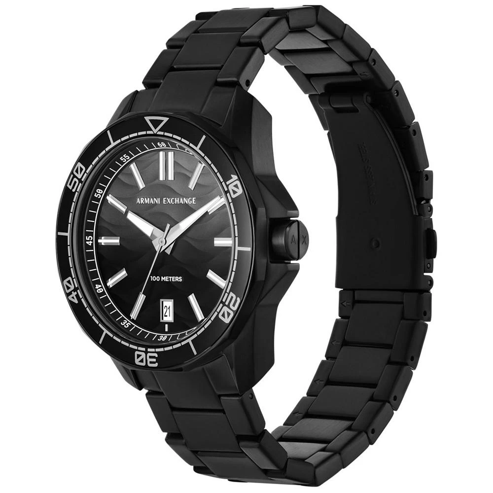 商品Armani Exchange|Men's Quartz Three Hand Date Black Stainless Steel Watch 44mm,价格¥1580,第4张图片详细描述
