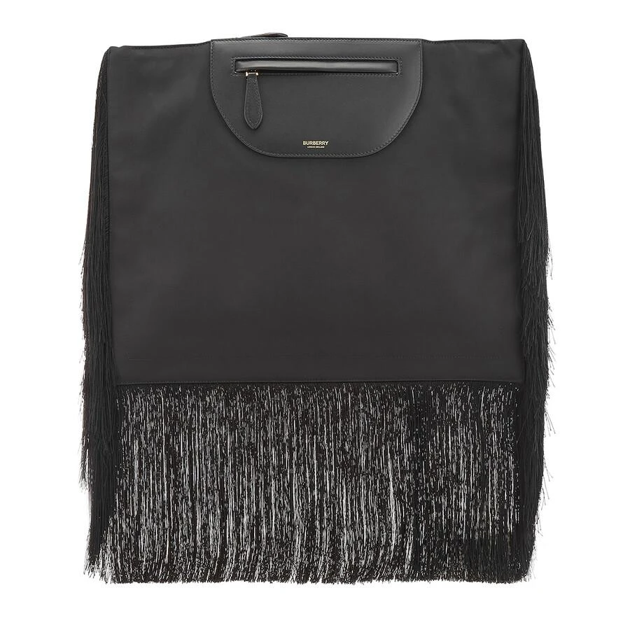 商品Burberry|Ladies Black Fringe Leather Olympia Scarf Flat Clutch,价格¥3615,第1张图片