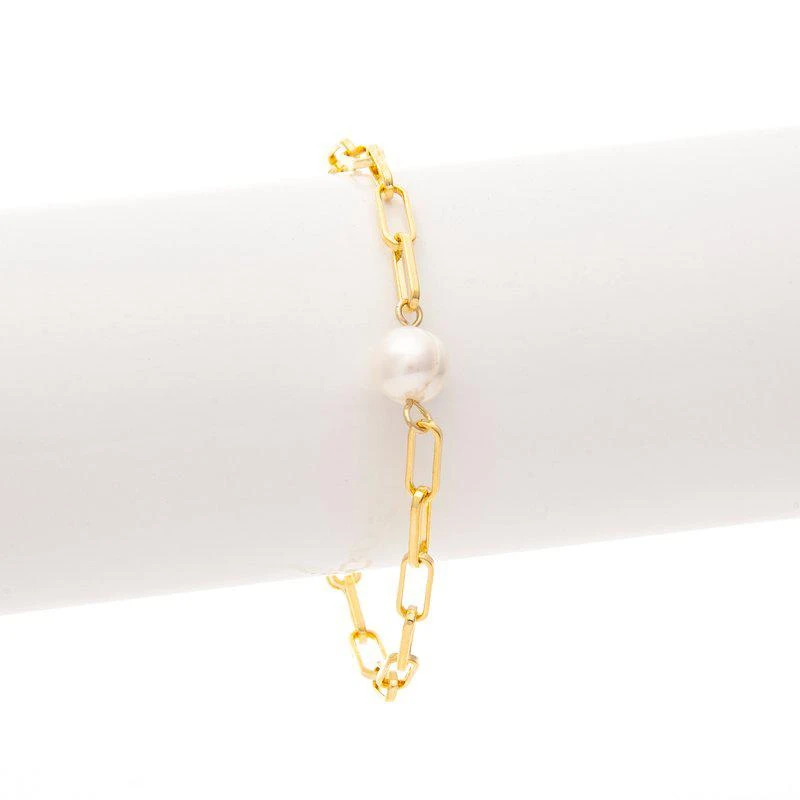 商品Rivka Friedman|Paper Clip Chain + Fresh Water Pearl Accent Bracelet,价格¥529,第2张图片详细描述