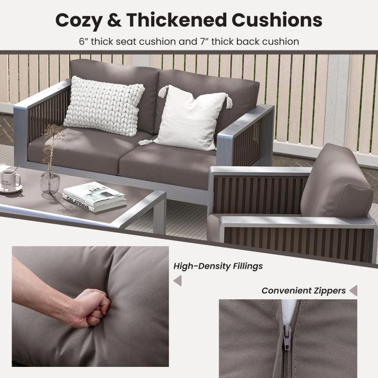 商品Hivvago|Patio Furniture Aluminum Armchair with Thick Back and Seat Cushion,价格¥3117,第3张图片详细描述