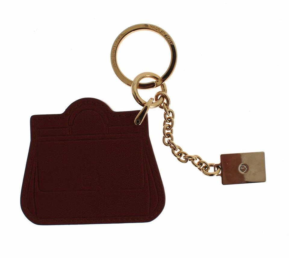 商品Dolce & Gabbana|Dolce & Gabbana Brown Leather Miss SICILY Gold Finder Chain Keychain,价格¥927,第1张图片