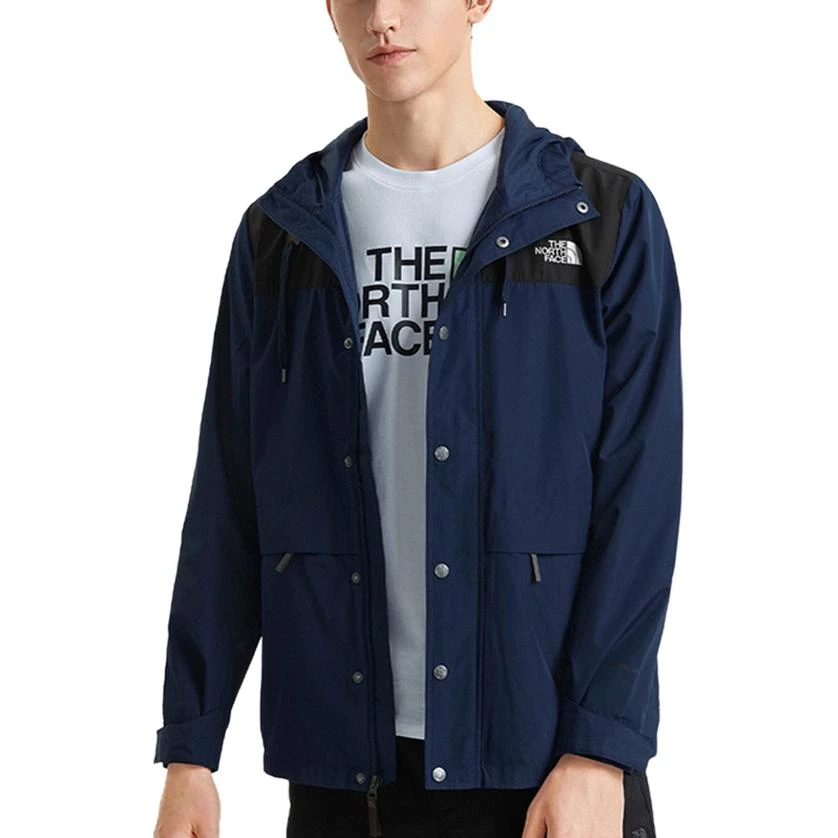 商品[国内直发] The North Face|北面  山系户外品牌logo设计色块撞色连帽舒适简约  防水防风防泼水冲锋衣 通用 蓝色,价格¥1000,第7张图片详细描述