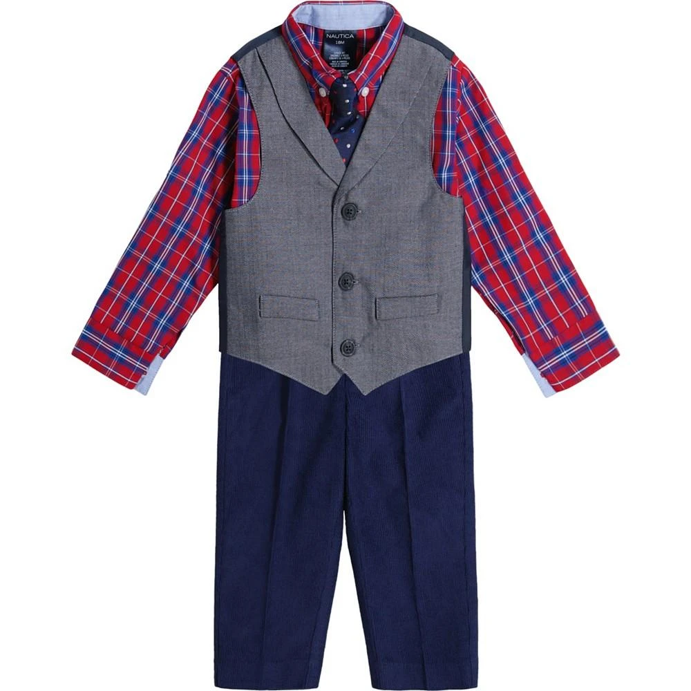 商品Nautica|Baby Boys Herringbone and Corduroy Vest, Shirt and Pants, 3 Piece Set,价格¥88,第1张图片