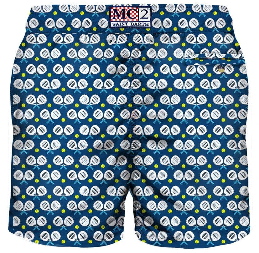 商品Mc2 Saint Barth|Man Light Fabric Swim Shorts With Padel Print,价格¥1029,第2张图片详细描述