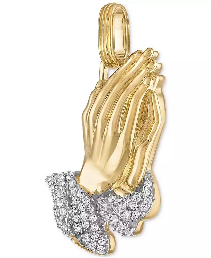 商品Esquire Men's Jewelry|Cubic Zirconia Two-Tone Praying Hands Pendant in Sterling Silver & 14k Gold-Plate, Created for Macy's,价格¥924,第2张图片详细描述