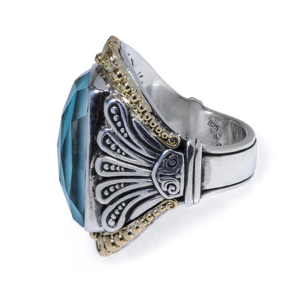 商品Konstantino|Konstantino Sterling Silver, 18K Yellow Gold, And Chrysocolla Doublet Ring Sz 7 DMK2059-370,价格¥4128,第3张图片详细描述