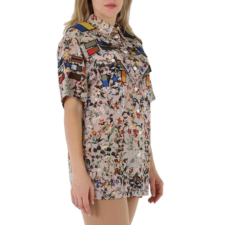 商品Burberry|Badge Appliques Iris Floral-Print Silk Crepe De Chine Oversized Shirt,价格¥1241,第2张图片详细描述
