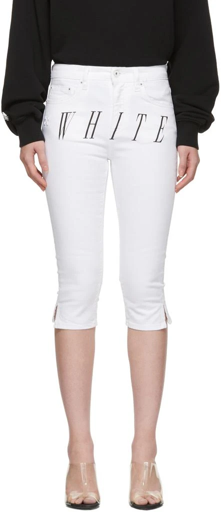 商品Off-White|White Denim Cropped Capri Shorts,价格¥895,第1张图片