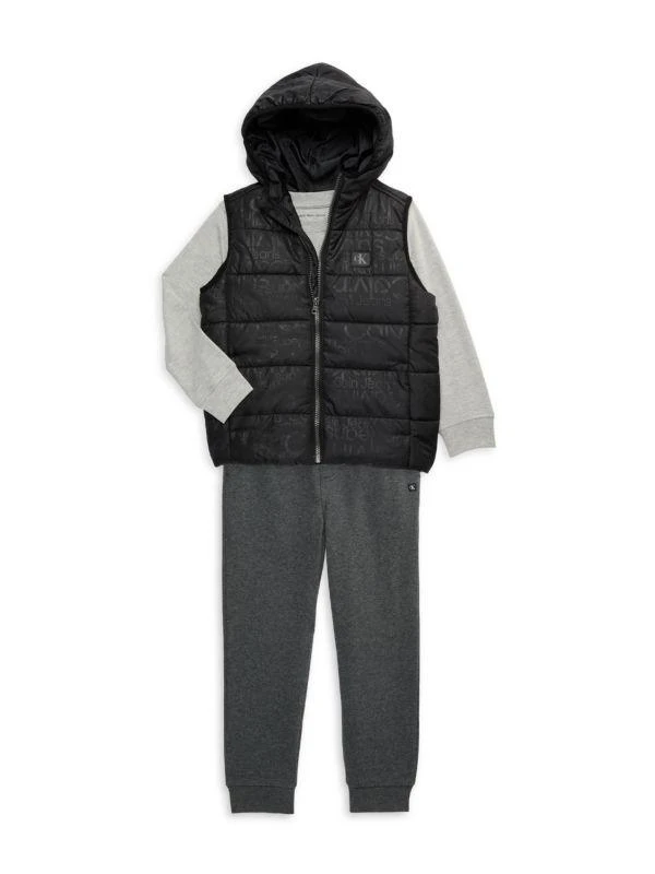 商品Calvin Klein|Baby Boy's & Little Boy's 3-Piece Vest, T-Shirt & Joggers Set,价格¥322,第1张图片