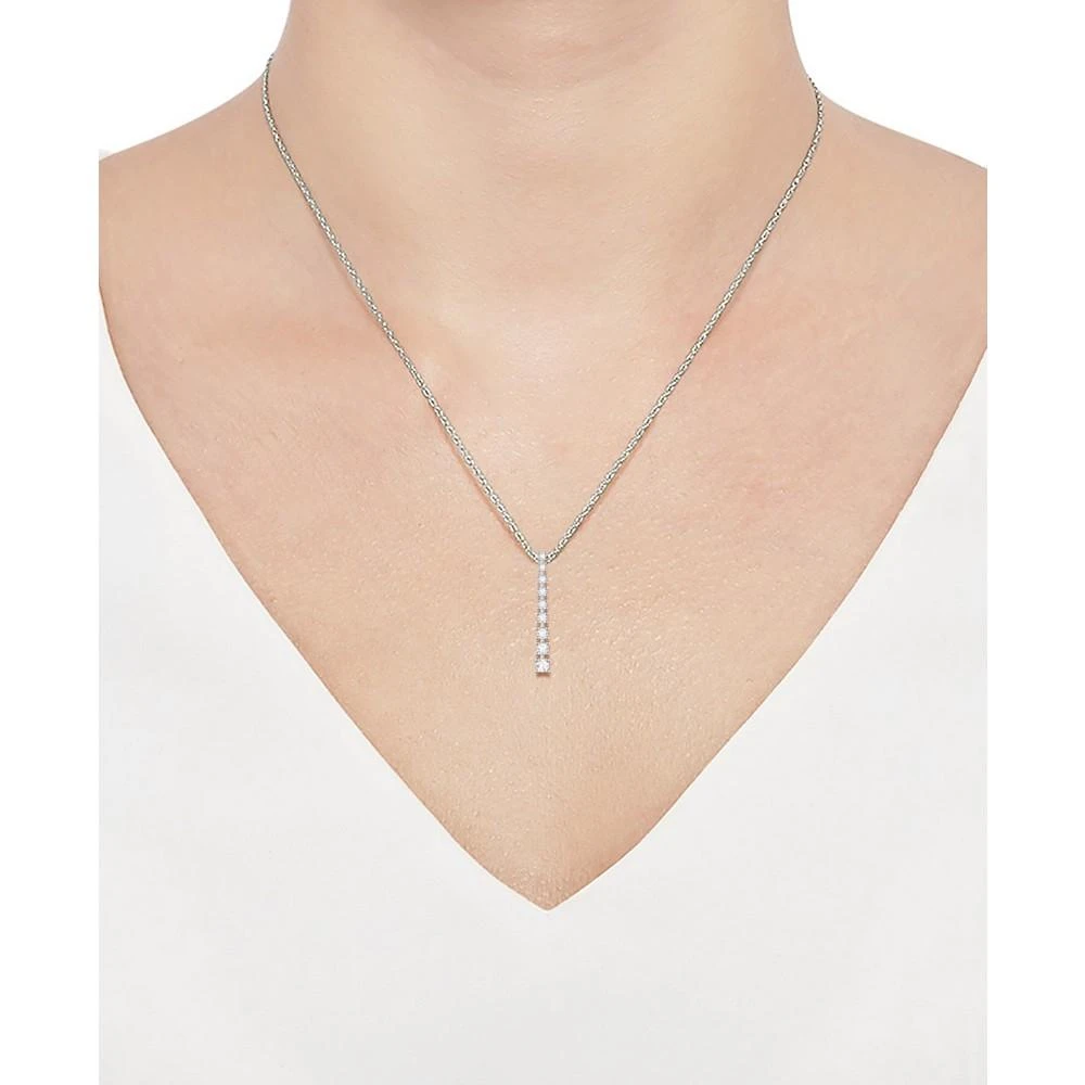 商品Macy's|Diamond Graduated 18" Pendant Necklace (1/3 ct. t.w.) in Sterling Silver,价格¥1883,第2张图片详细描述