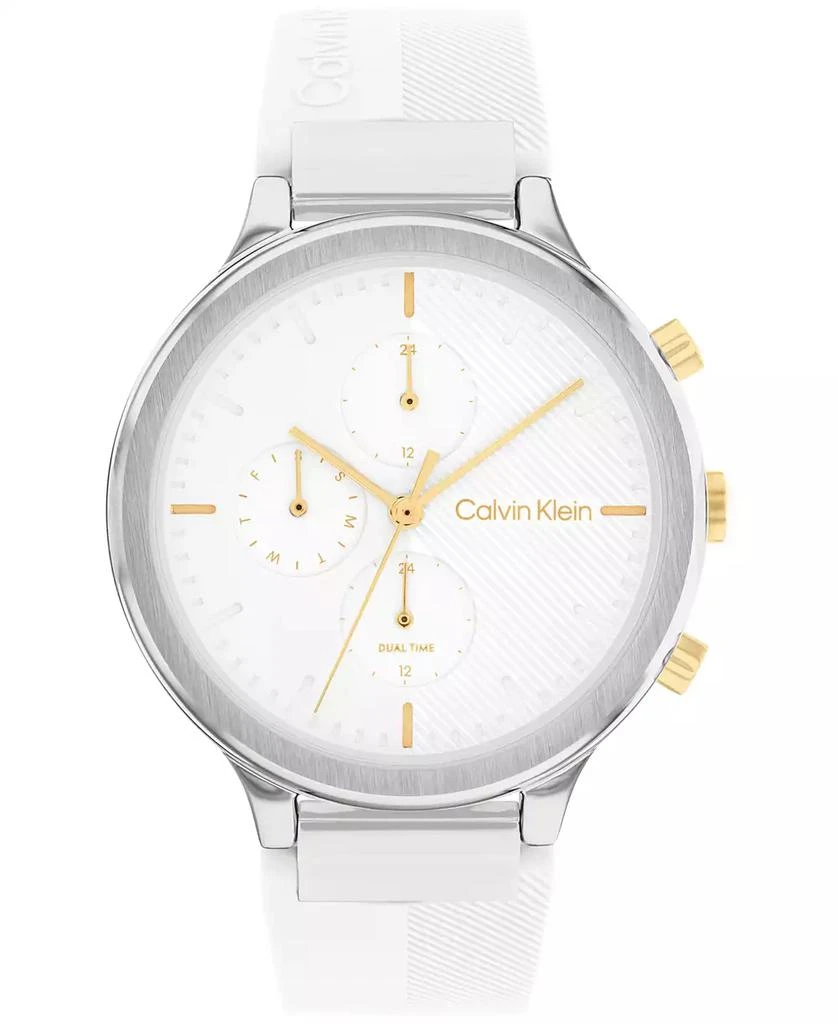 商品Calvin Klein|Women's Multifunction White Silicone Strap Watch 38mm,价格¥838,第1张图片