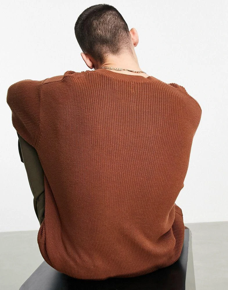 商品ASOS|ASOS DESIGN ribbed co-ord cotton jumper in brown,价格¥139,第2张图片详细描述