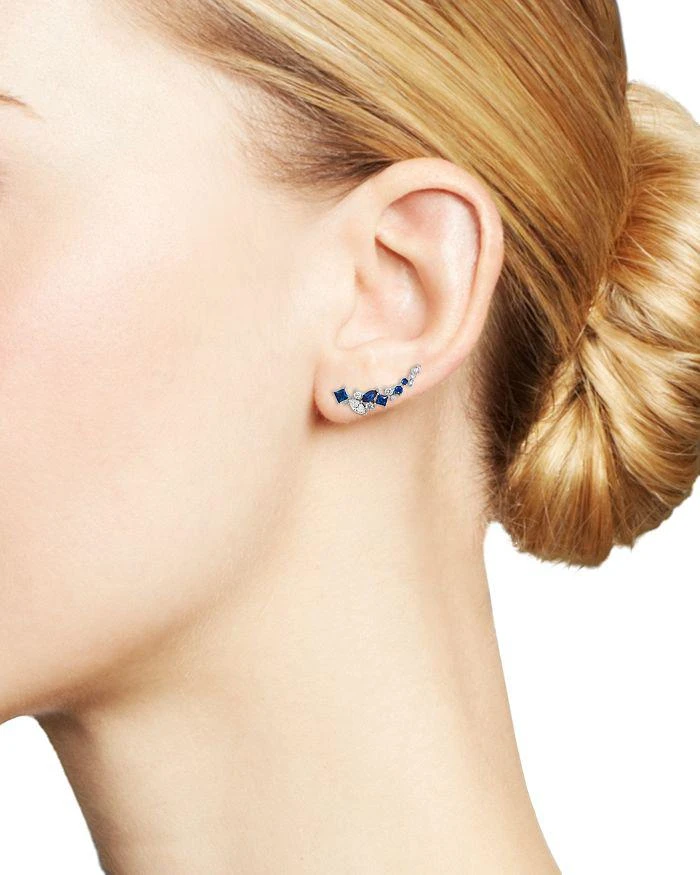 商品Bloomingdale's|Diamond and Blue Sapphire Climber Earrings in 14K White Gold,价格¥14202,第2张图片详细描述