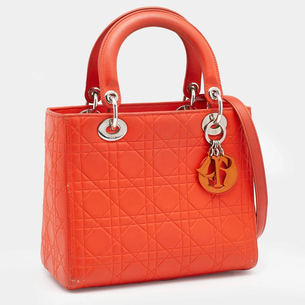 商品[二手商品] Dior|Dior Orange Cannage Embossed Leather Medium Lady Dior Tote,价格¥13634,第3张图片详细描述