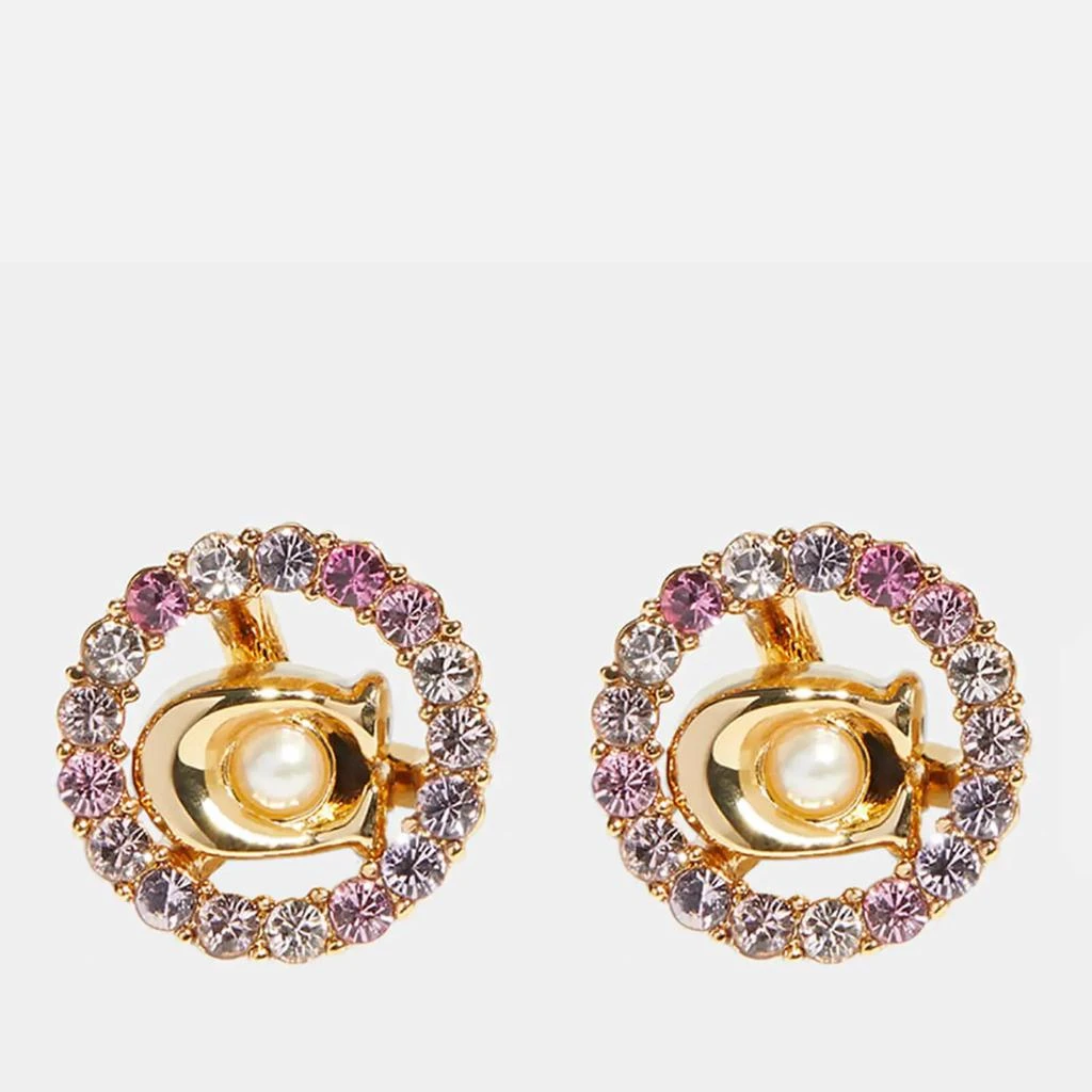 商品Coach|Coach Women's C Multi Stud Earrings - Gold/Pink Multi,价格¥576,第1张图片