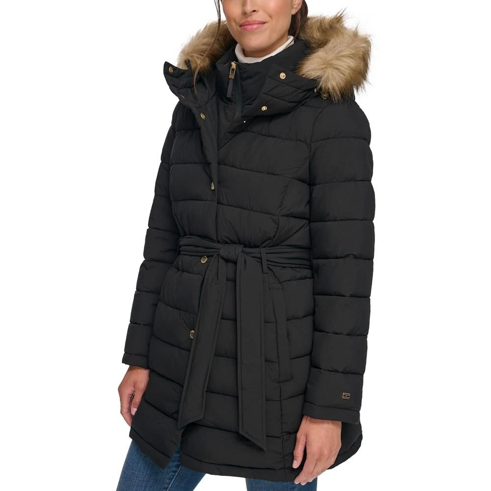 商品Tommy Hilfiger|Women's Belted Faux-Fur-Trim Hooded Puffer Coat, Created for Macy's,价格¥707,第5张图片详细描述