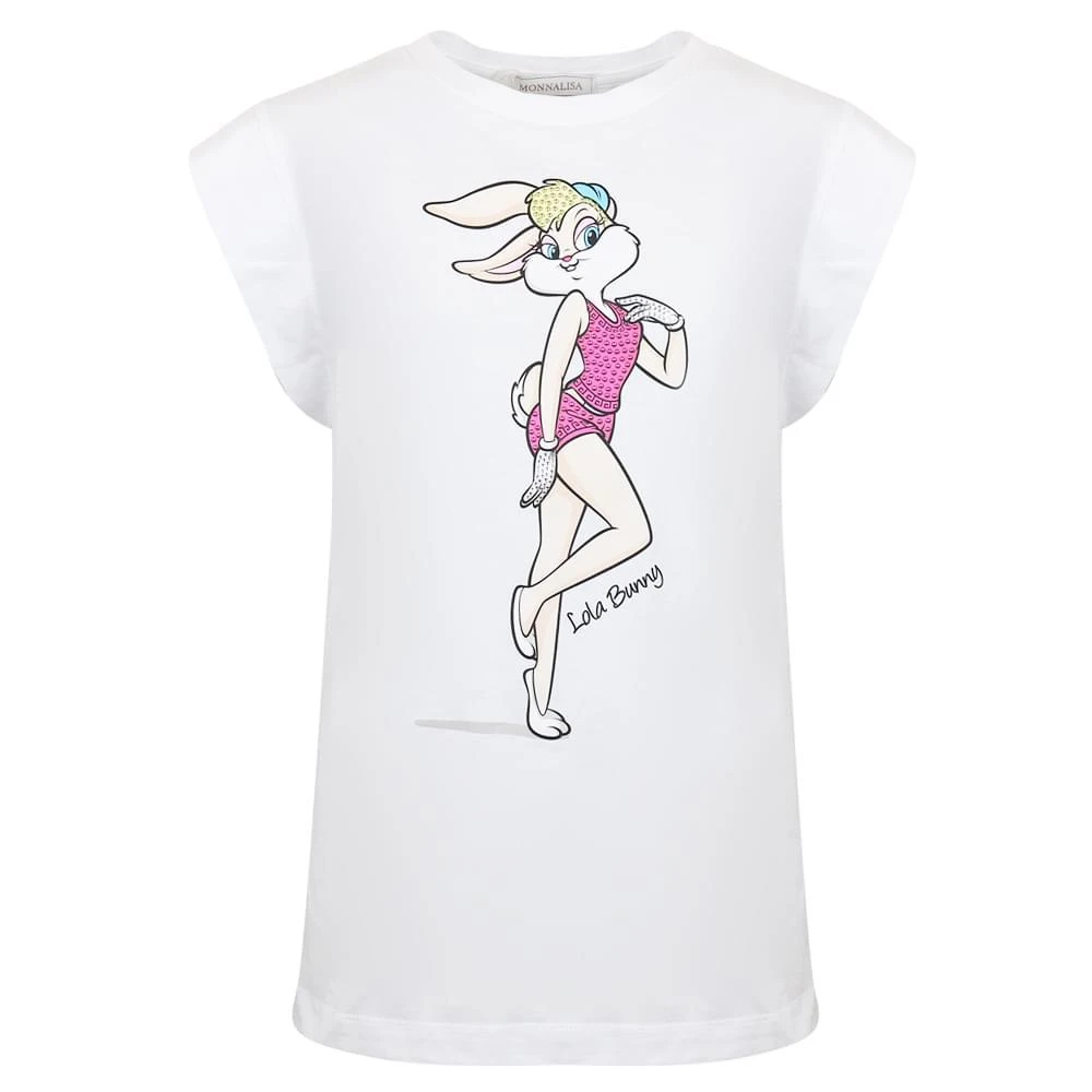 商品MONNALISA|White Capped Sleeve Lola Bunny T Shirt,价格¥244,第1张图片