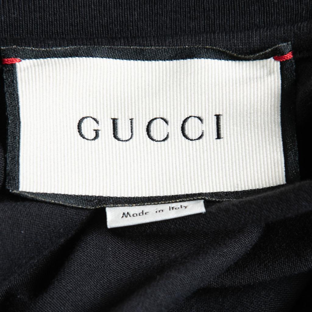 Gucci Black Cotton Blade Logo Print T-Shirt S商品第4张图片规格展示